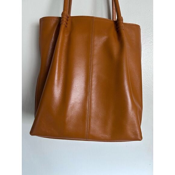 P.Sherrod & Co . Genuine Leather Wine Tote with Insulated Pocket - Mustard - Picture 4 of 8